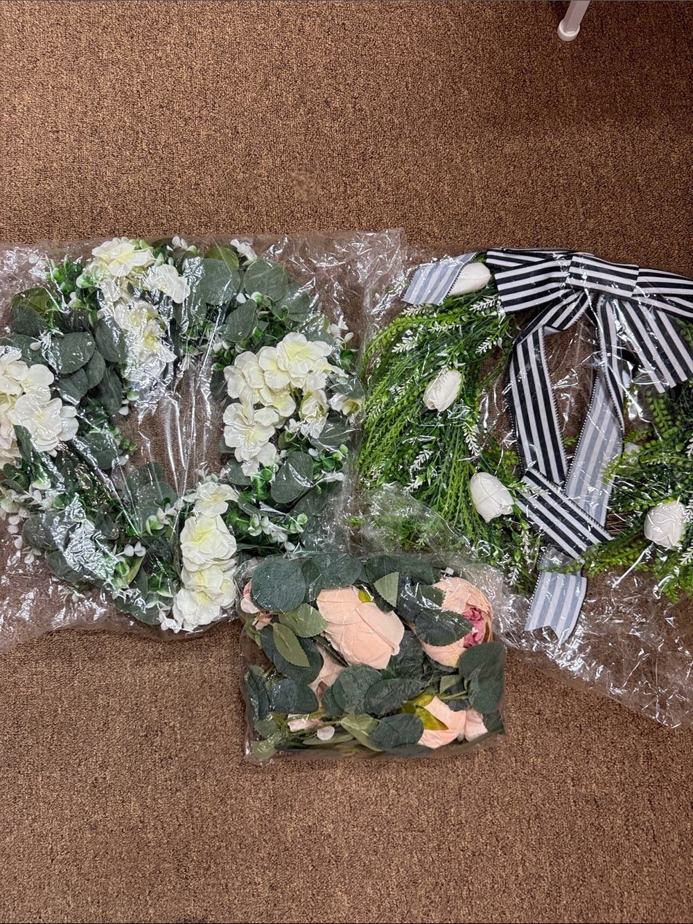 Amazon Faux Floral Wreaths and Rose Bundle in White, Green, and Blush Pink